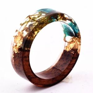 Handmade wood and resin ring